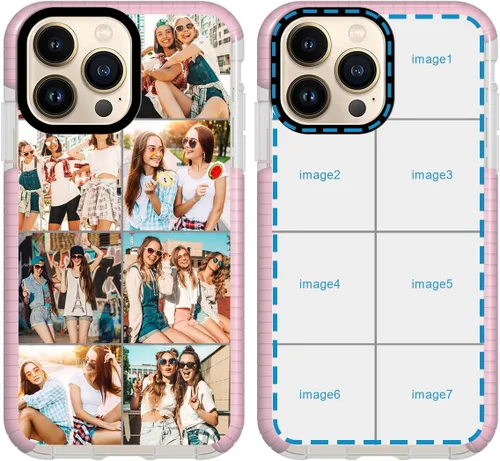 Vista 13 de Funda personalizada para iPhone 15 Pro, collage de fotos personalizada de múltiples imágenes, resistente a los impactos, suave funda protectora