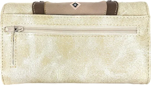 Vista 4 de Zelris Turquesa Concho Peacock Feather Mujeres Crossbody Muñeca Trifold Wallet