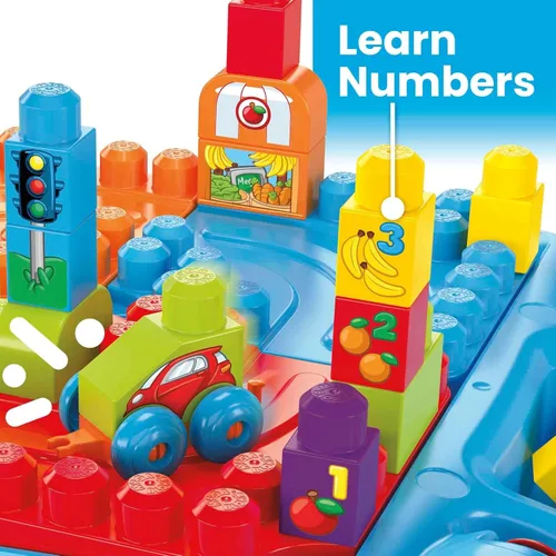 Vista 3 de Mega Bloks First Builders Build 'n Learn - Mesa con bloques de construcción grandes, juguetes de construcción para niños pequeños (30 piezas)