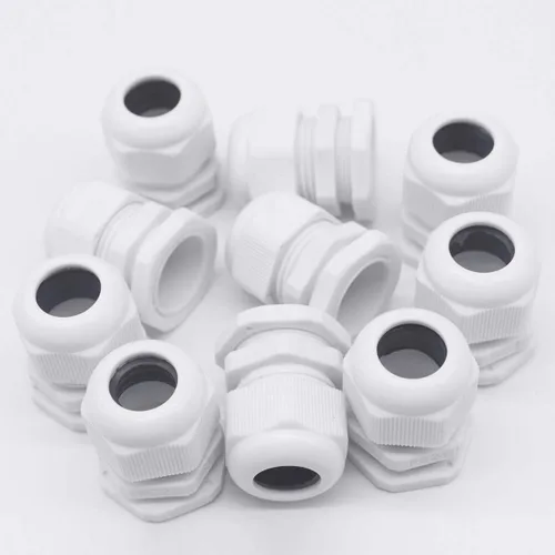 Vista 8 de Lantee PG 21 Prensaestopas de cable - 20 piezas de plástico blanco nylon impermeable conector de montaje de las glándulas de alambre