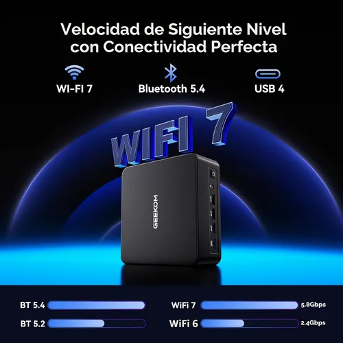 Vista 4 de GEEKOM IT13 MAX AI Mini PC, Intel Ultra 9 185H (65W), DDR5 16GB 1TB SSD Negro