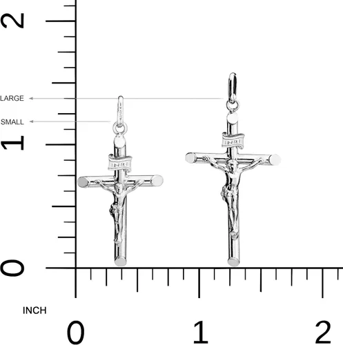 Vista 5 de Miabella Rhodium Plated 925 Sterling Silver Small or Large Crucifix Cross Necklace for Men Women, Cross Pendant with Rope Chain, Made in Italy