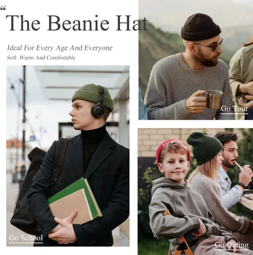 Vista 5 de Gorros de punto personalizados de invierno para añadir diseño con tu propio textologotipoimagen, regalos para padre, amante, amigo, Blackishgreen 0