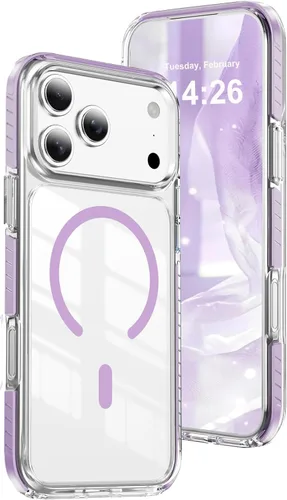 Vista 21 de LEMAXELERS Funda magnética transparente para iPhone 18 Pro Max, color negro