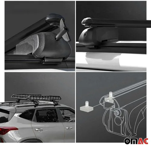 Vista 4 de OMAC Portaequipajes con cerradura para Porsche Macan 2015-2025, color negro, antirrobo, para viajes, kayak, canoa, surf, esquí, snowboard, camping