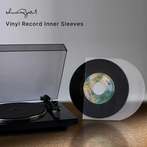 Vista 5 de sdroceRyaM Mangas interiores de disco de vinilo de 7 pulgadas, 50 piezas de plástico antiestático de fondo redondo EP fundas protectoras para discos