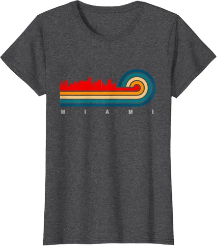 Vista 5 de Camiseta Retro City of Miami Florida, Negro