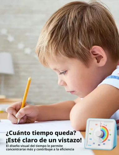 Vista 2 de LIORQUE Temporizador visual de 60 minutos para niños, temporizador de cuenta regresiva visual para aula, oficina, cocina, con diseño