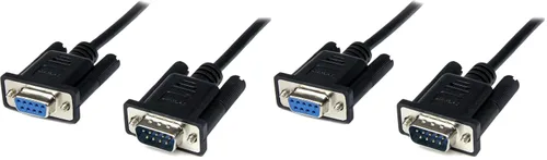 Vista 2 de StarTech.com Cable de módem nulo serie DB9 RS232 negro de 3.3 ft, F/M - DB9 macho a hembra, cable de módem nulo de 9 pines, 1 x DB9 (M), 1 x DB9