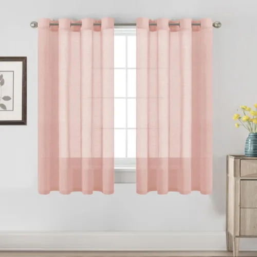 Vista 57 de H.VERSAILTEX Cortinas de lino de mezcla natural para sala de estar/cortinas de lino semitransparentes reductoras de luz de 54 pulgadas de largo