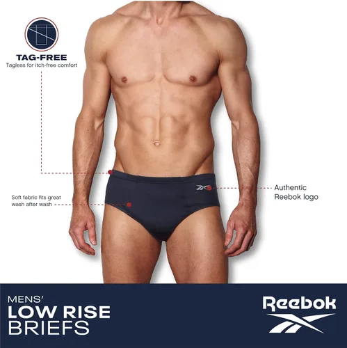 Vista 2 de Reebok Calzoncillos para hombre Paquete de 10 calzoncillos clásicos suaves y elásticos de tiro bajo con bolsa de contorno Ropa