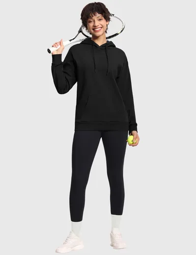 Vista 7 de THE GYM PEOPLE Sudadera básica con capucha para mujer, ajuste holgado, forro polar ultra suave, con bolsillos