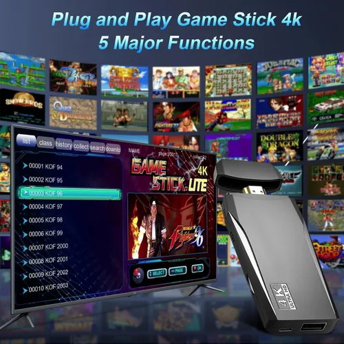 Vista 3 de Consola de juegos retro inalámbrica, consola de juegos portátil Nostalgia Stick con más de 20000 juegos, 9 emuladores, salida HDMI 4K, controlador