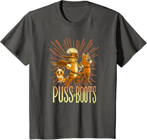 Vista 73 de DreamWorks Puss in Boots: The Last Wish Cat Trio Poster - Camiseta pequeña Negro
