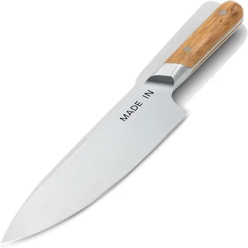 Vista 8 de Made In Cookware - Cuchillo de chef de 8 pulgadas - Fabricado en Francia - Espiga completa con mango negro de trufa