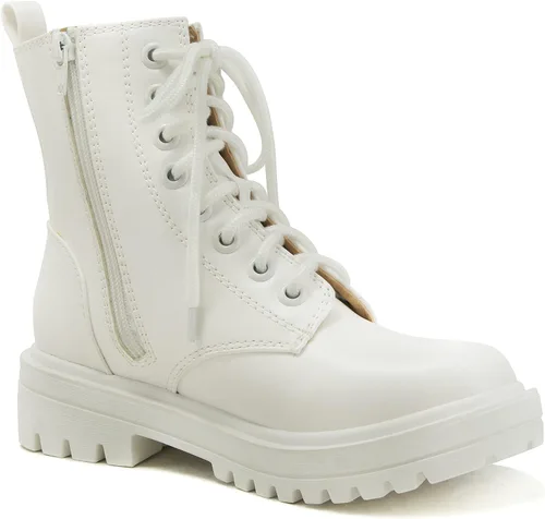 Vista 4 de SODA FIRM - Botines de combate con suela con tacos, cordones y cremallera lateral