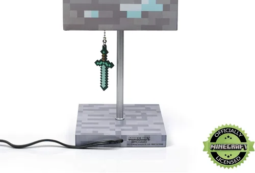 Vista 3 de Minecraft Lámpara LED de bloque de mineral de diamante con extractor de espada de diamante 3D Lámpara de 14 pulgadas