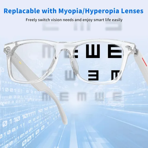 Vista 5 de Gafas Bluetooth inteligentes Emerhome AI Voice Assistant, Lightweight, 8-Hour Battery Life, Auto Pairing, Touch Control & Stereo Sound for Calls &
