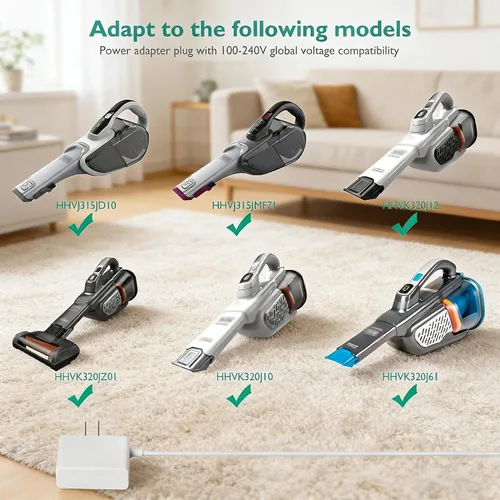 Vista 3 de Lnauy Cargador compatible con Black and Decker HHVJ315JD10 / HHVJ315JMF71 / HHVK320J61 / HHVK320J10 / HHVK320JZ01 Dustbuster Smartech - Cable