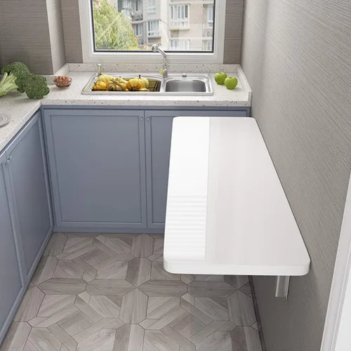 Vista 3 de Mesa de comedor de consola de cocina montada en la pared, escritorio plegable multifunción para ahorrar espacio, mesa de aprendizaje para colgar