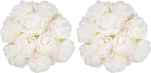 Vista 19 de U'Artlines 10 cabezas de peonías artificiales de seda, hojas y flores para decoración del hogar, oficina, bodas, fiestas, festivales y bares (negro)