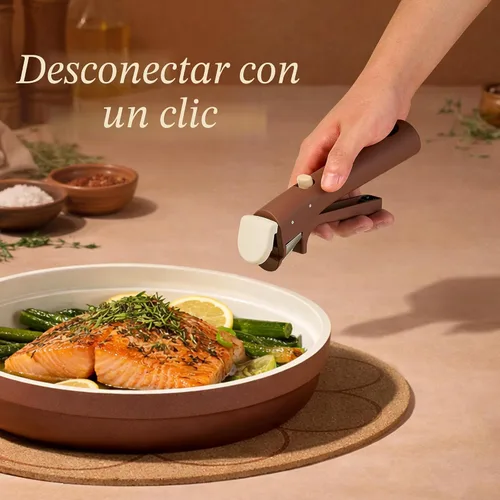 Vista 4 de CAROTE Juego de 22 utensilios de cocina de cerámica, juego de ollas y sartenes antiadherentes, asas extraíbles no tóxicas, aptos