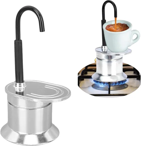 Vista 2 de Olla de un solo tubo, fabricante portátil de 1 taza de 1.7 fl oz, ligera y cafetera de preparación a mano para uso en estufa, adecuada para fiestas
