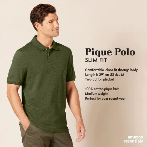 Vista 2 de Tienda Essentials Men's Slim-Fit Cotton Pique Polo Shirt