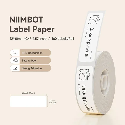 Vista 2 de NIIMBOT Cinta de etiquetadora térmica directa D11 para impresora de inyección de tinta en blanco