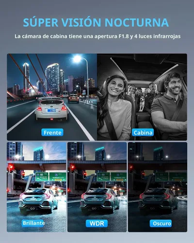 Vista 4 de PRUVEEO Cámara de tablero de 360° de 4 canales delantera y trasera interior izquierda derecha, cámara de tablero para automóviles