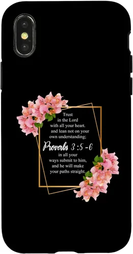 Vista 5 de iPhone 12 Pro Max Proverbios 3:5-6 Versículo de la Biblia Religioso Cristiano Hombres y Mujeres Caso
