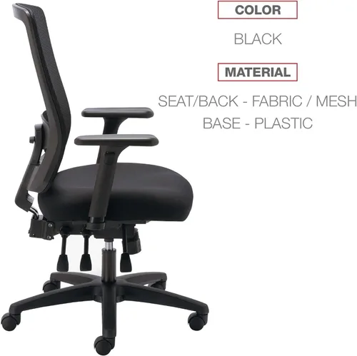 Vista 4 de Alera ALE Envy Series Silla multifunción de malla con respaldo alto, color negro