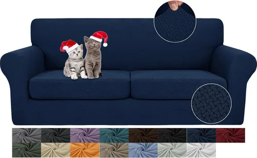 Vista 29 de JIVINER Fundas de sofá de 3 piezas para sofá de 2 cojines, funda elástica para sofá con 2 fundas de cojín de asiento extra grandes, fundas de sofá