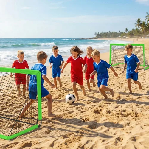 Vista 34 de Portería de fútbol, porterías de fútbol para niños para patio trasero, juego de 2, equipo de entrenamiento de red de fútbol de 4 x 3 pies, portería