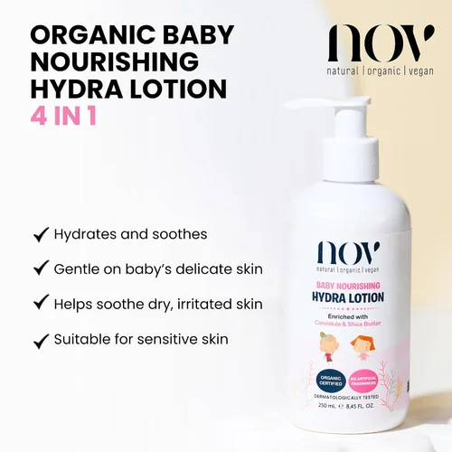 Vista 2 de Baby Nourishing Hydra Lotion - Loción para bebés para recién nacidos para calmar la picazón y el enrojecimiento - Manteca de karité esencial