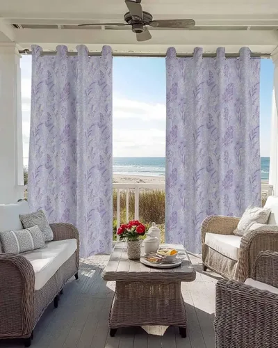 Vista 4 de Cortinas opacas con diseño floral morado de 39 pulgadas de largo, cortinas con aislamiento térmico para dormitorio, sala de estar, 2 paneles de 55 x
