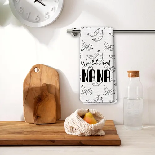 Vista 2 de Regalos de plátano para decoración de toallas de cocina, divertidos regalos para la abuela de parte de nietos, paños de cocina de mano, regalo retro