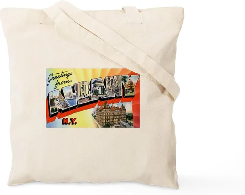 Vista 3 de CafePress Albany New York Greetings - Bolsa de lona natural, bolsa de compras reutilizable
