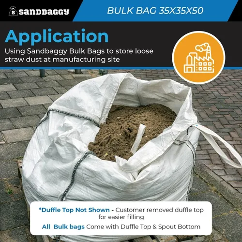 Vista 4 de Sandbaggy FIBC Bolsa a granel 35 pulgadas de largo x 35 pulgadas de ancho x 50 pulgadas de alto Bolsas de arena grandes Bolsa de grado