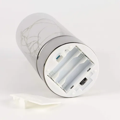 Vista 6 de Rhytsing conjunto de 3 linternas de cilindro de vidrio con luces de hadas, lámpara de mesa decorativa con batería, vela sin llama con función