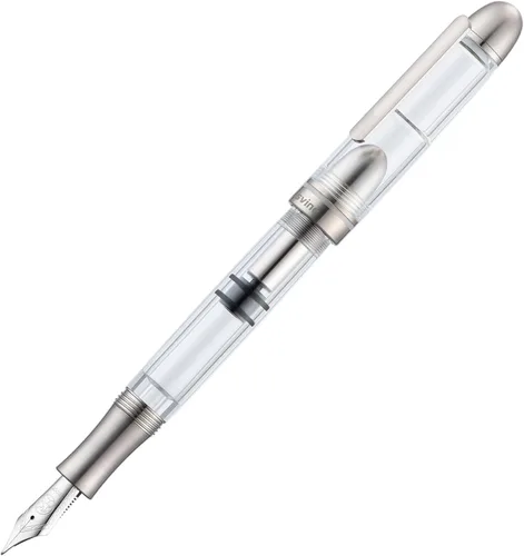 Vista 7 de Asvine P36 - Pluma estilográfica de titanio con relleno de pistón, punta media Bock Juego de estuche de acrílico transparente transparente