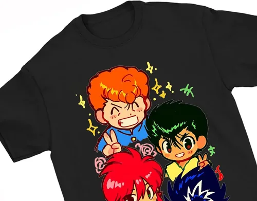 Vista 2 de Yu Yu Hakusho - Camisa de manga para hombre, camisetas con gráficos de dibujos animados de anime, camiseta negra para mujer