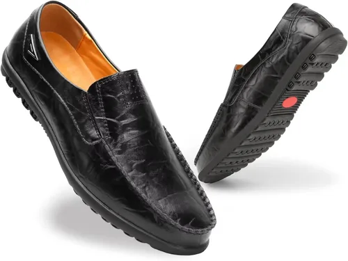 Vista 6 de Mocasines de cuero casuales de alta calidad para hombre, zapatos de conducción, mocasines para hombre, ligeros y transpirables
