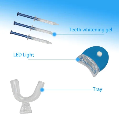 Vista 5 de Kit de blanqueamiento de dientes con luz LED, 10 jeringas de gel blanqueador de dientes de 0.11 onzas líquidas, blanqueador de dientes para uso