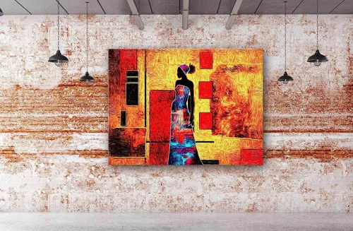 Vista 6 de SpiritualHands Máscaras africanas - Lienzo decorativo para pared, lienzo de dama africana, vibrante arte de pared africano hecho a mano