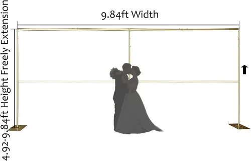 Vista 5 de Soporte de fondo profesional de 20 pies, soporte de fondo portátil dorado, soporte de altura ajustable para fondo de fotografía de eventos, fiestas