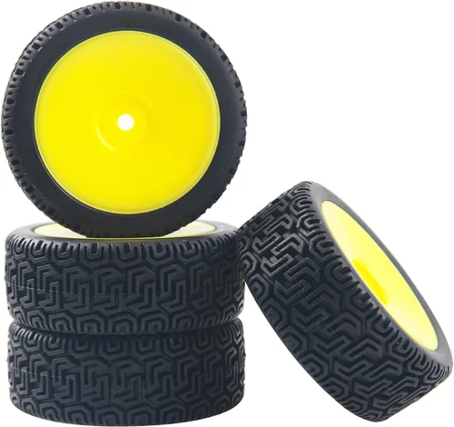 Vista 7 de Llantas hexagonales RC de 0.472 in y neumáticos de goma compatibles con HSP Tamiya HPI Kyosho 1/10 On-Road Touring Car WLtoys 1/14 144001 Traxxas