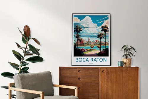 Vista 3 de Boca Raton Viajes Impreso Arte de Pared Boca Ratón Colgante de Pared Decoración del Hogar Boca Raton Amantes del Arte de Florida Amante del Arte