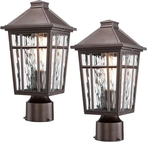 Vista 10 de Darkaway Luces de Poste para Exteriores Accesorio de Luz de Poste de Lámpara, Carcasa de Aluminio Impermeable con Vidrio de Efecto Ondas de Agua