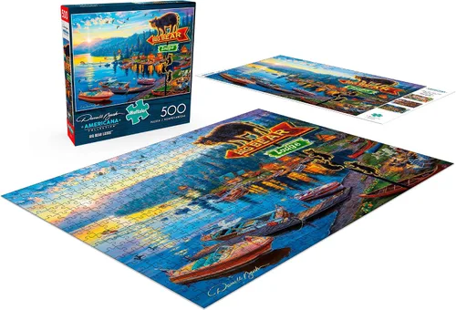 Vista 4 de Buffalo Games - Darrell Bush - Big Bear Lodge - Rompecabezas de 500 piezas